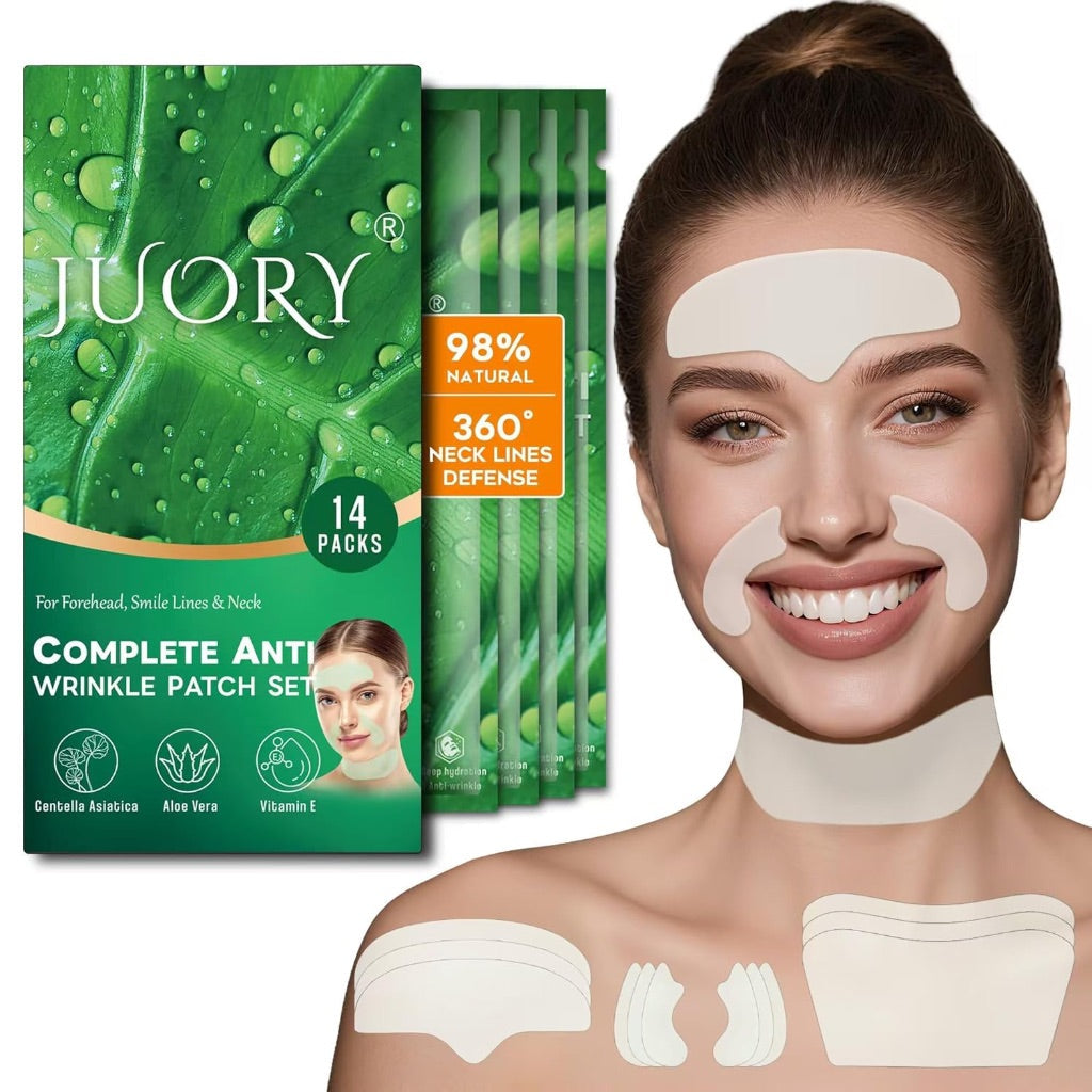 Complete Anti-Wrinkle Patch Set for Forehead, Smile Lines, & Neck - 14ct