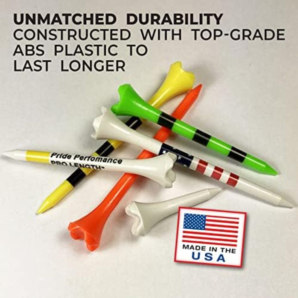 Pride Golf Tee Performance Plastic Golf Tees - Stars & Stripes - 100 Count, 3-1/4 Inch - Less Friction and Longer Drives - Made in the USA