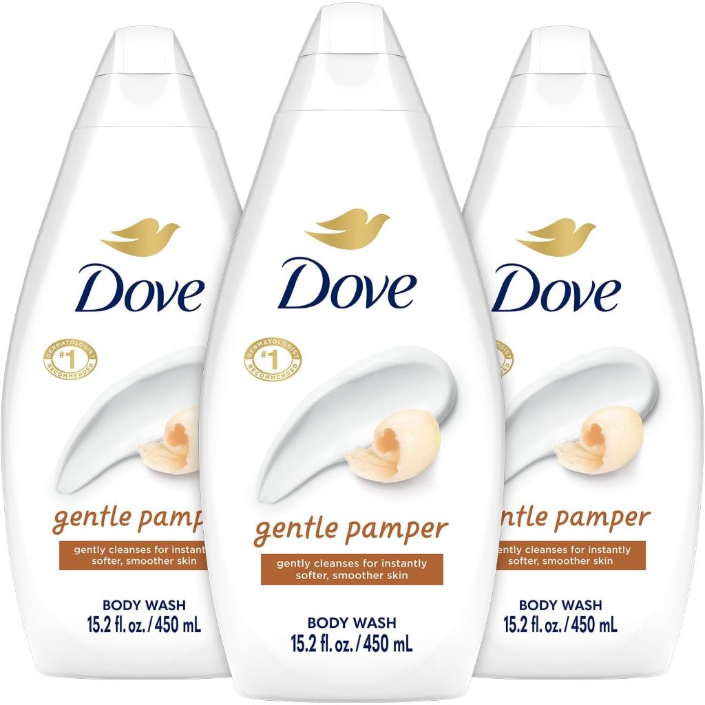 Dove Body Wash Soothing Moisturizing Cleanser for Soft Skin - Gentle Pamper, 15.22 fl. oz. (3 Pack)