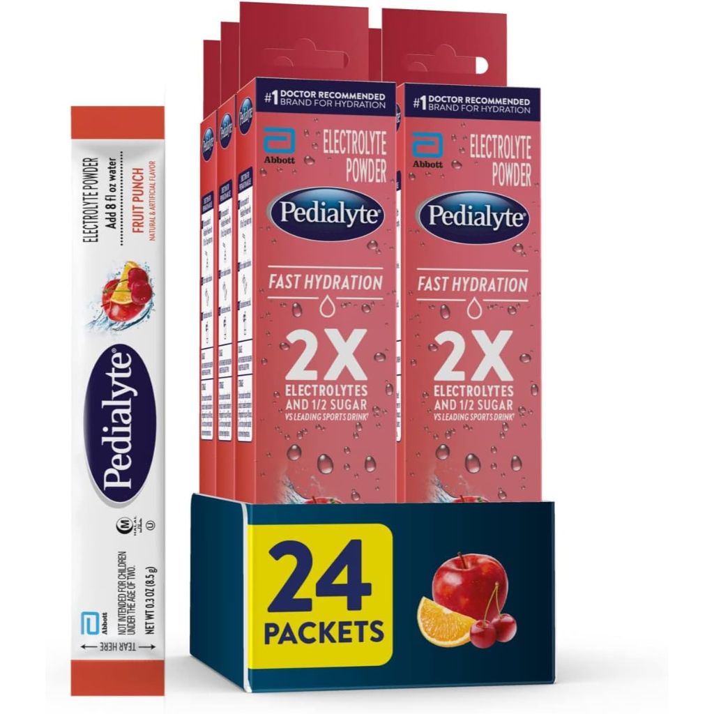 4 Count (Pack of 6) Pedialyte Fast Hydration Electrolyte Powder Packets - Fruit Punch