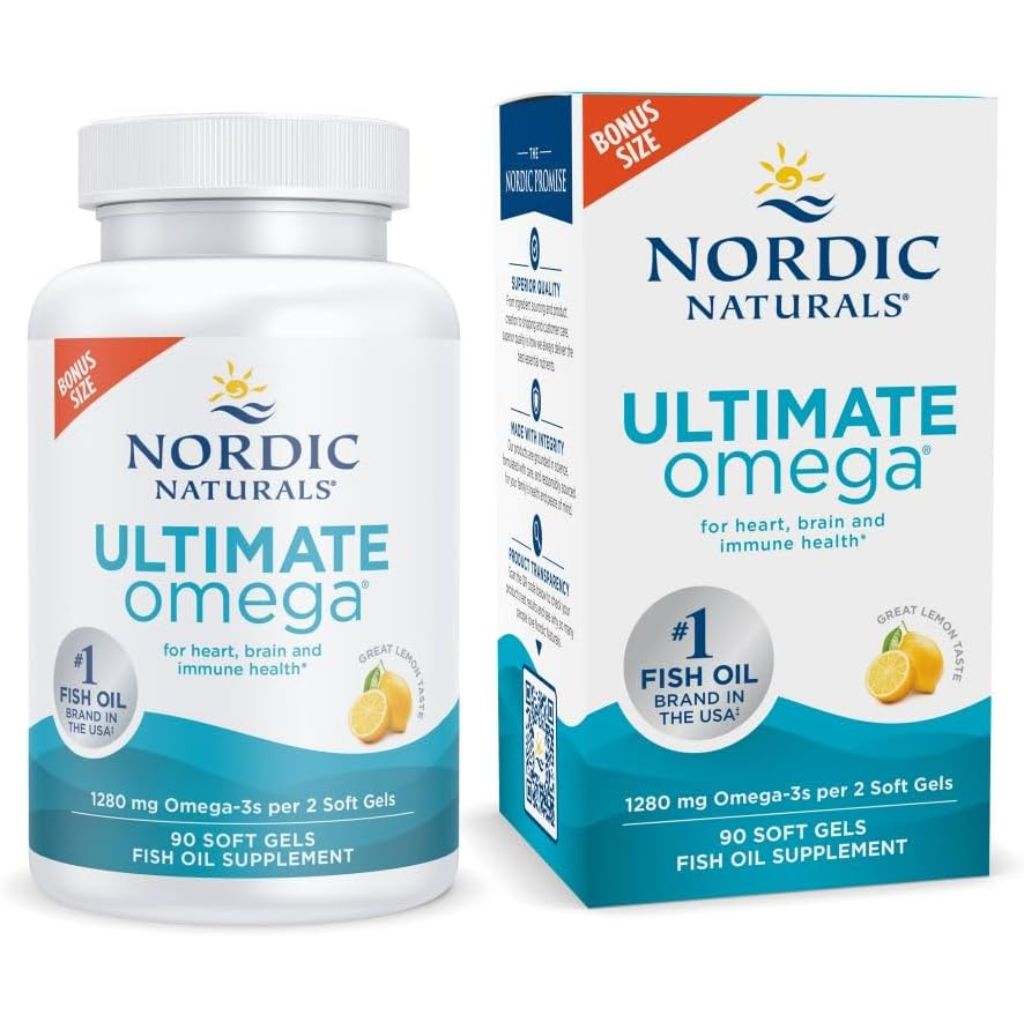 Nordic Naturals Ultimate Omega, Lemon Flavor - 90 Soft Gels - 1280 mg Omega-3 - High-Potency Omega-3 Fish Oil Supplement with EPA & DHA - Promotes Brain & Heart Health - Non-GMO - 45 Servings
