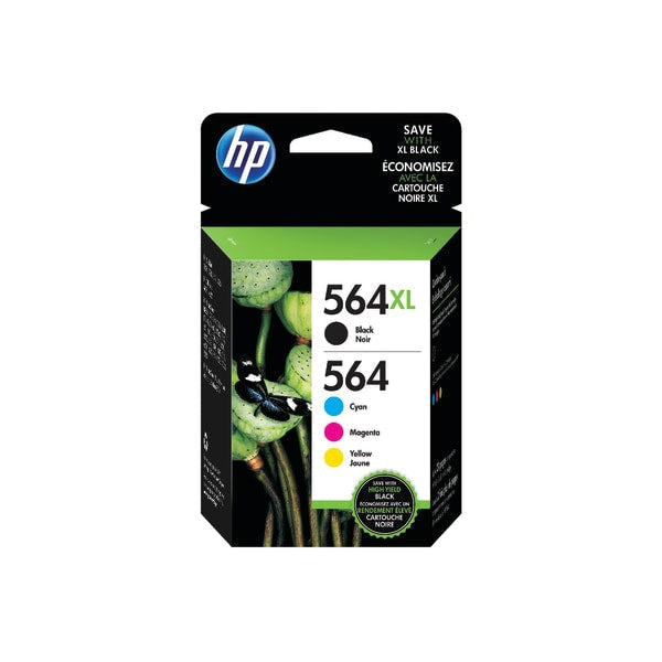 HP 564XL High-Yield Black and HP 564 Cyan/Magenta/Yellow Ink Cartridges (4 Cartridges)