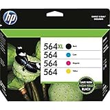 HP 564XL High-Yield Black and HP 564 Cyan/Magenta/Yellow Ink Cartridges (4 Cartridges)
