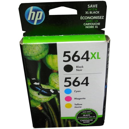 HP 564XL High-Yield Black and HP 564 Cyan/Magenta/Yellow Ink Cartridges (4 Cartridges)