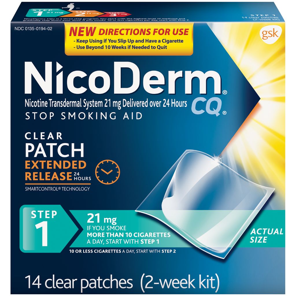 NicoDerm CQ Stop Smoking Aid Clear Patches Step 1 - 14ct