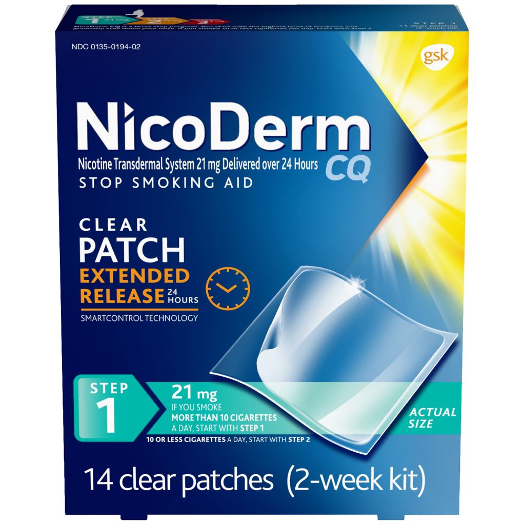 NicoDerm CQ Stop Smoking Aid Clear Patches Step 1 - 14ct
