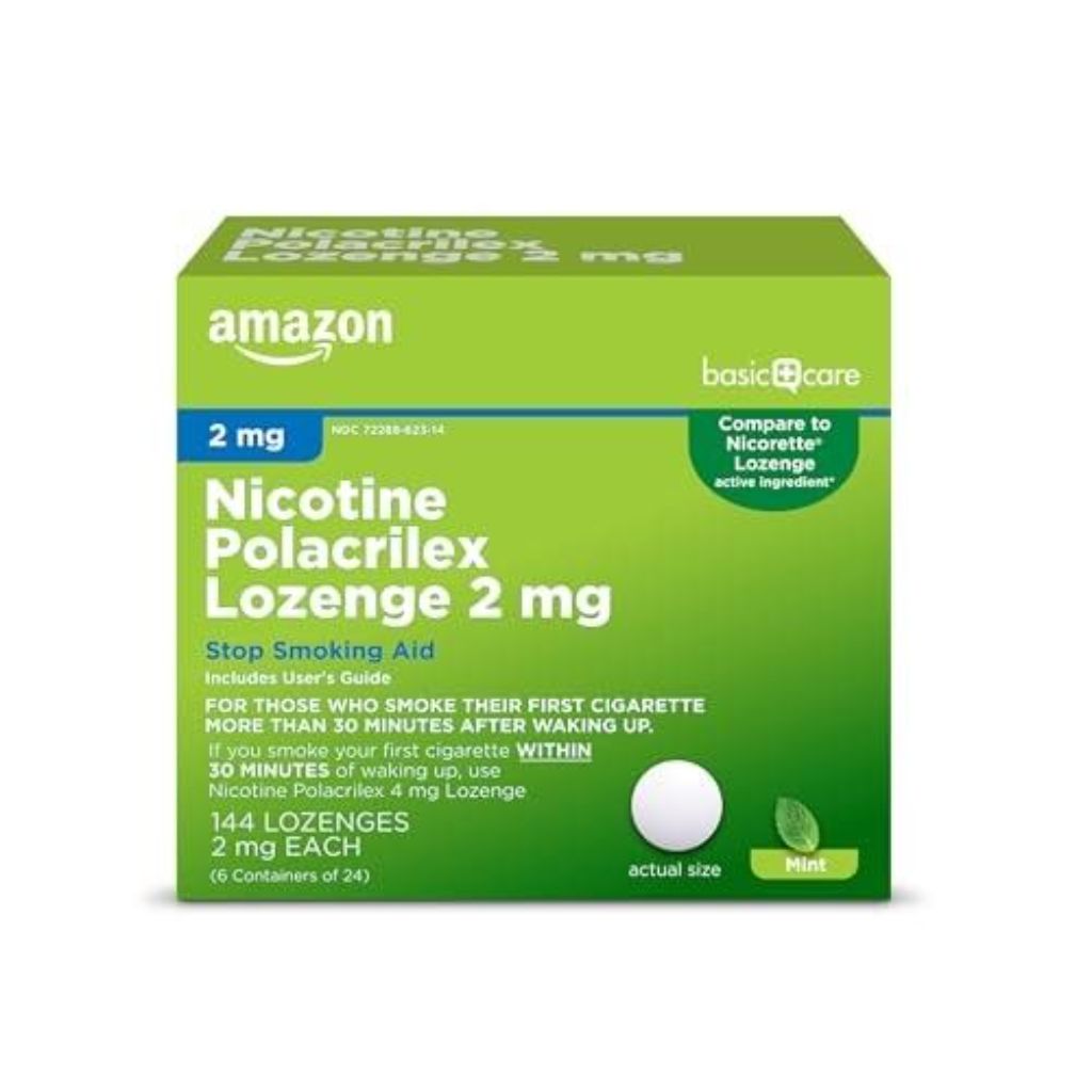 Amazon Basic Care Nicotine Polacrilex Lozenge 2 mg - Mint, 144 Count