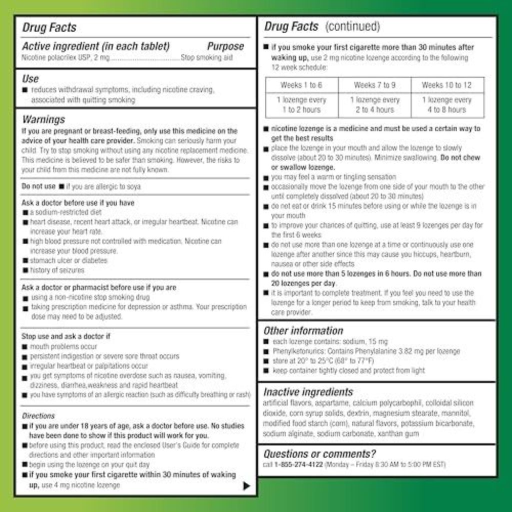 Amazon Basic Care Nicotine Polacrilex Lozenge 2 mg - Mint, 144 Count