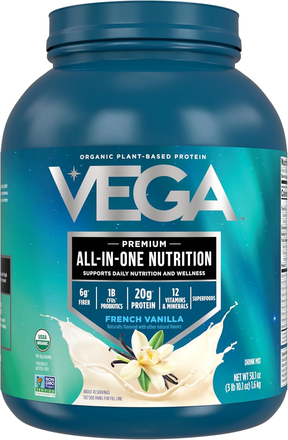 Vega All-In-One Organic Protein Shake Mix - French Vanilla, 58.1 oz.