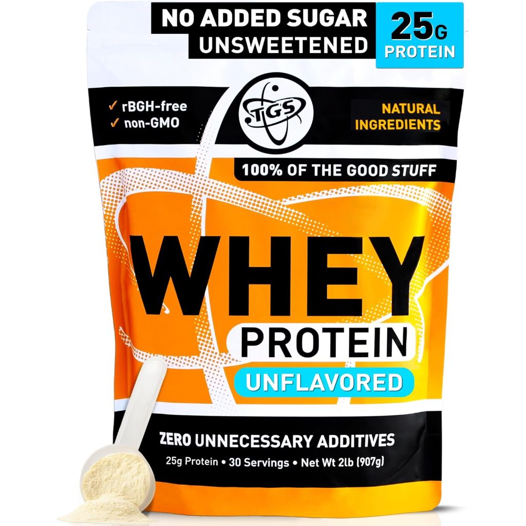 TGS Nutrition Whey Protein Powder - Unflavored, Unsweetened, 2lb.