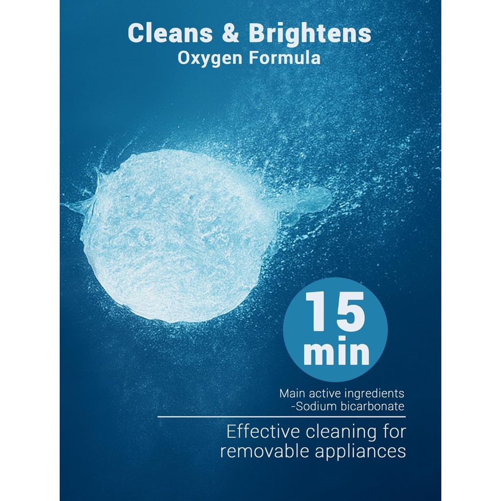 Retainer Cleaner Tablets for Denture Cleaning, Invisalign, Night Mouth Guards - Mint Fresh, 120ct