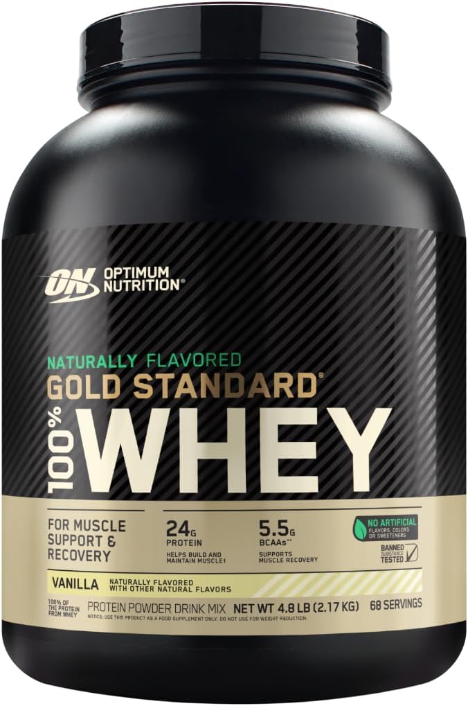 Optimum Nutrition Gold Standard 100% Whey Protein Powder - Naturally Flavored Vanilla, 4.8 lbs.