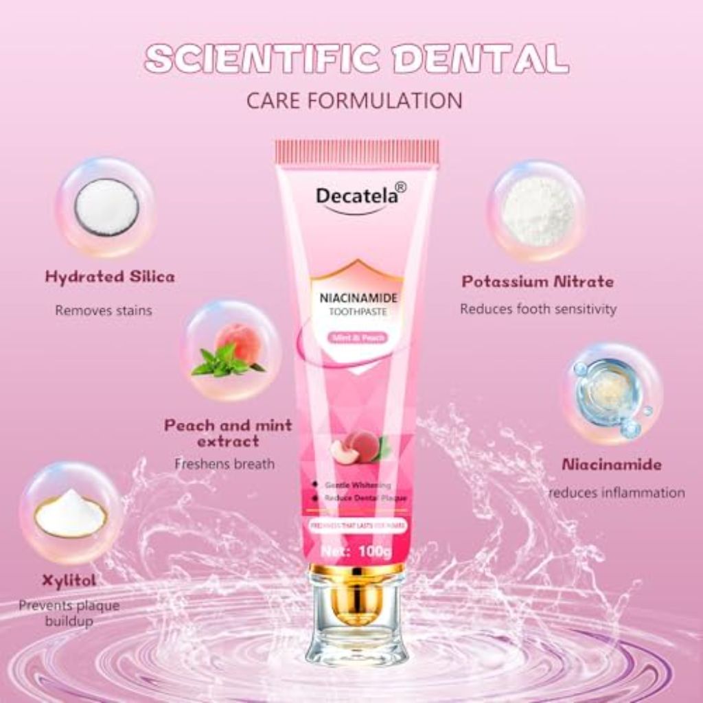Decatela Niacinamide Whitening Toothpaste - Peach & Mint, 100g