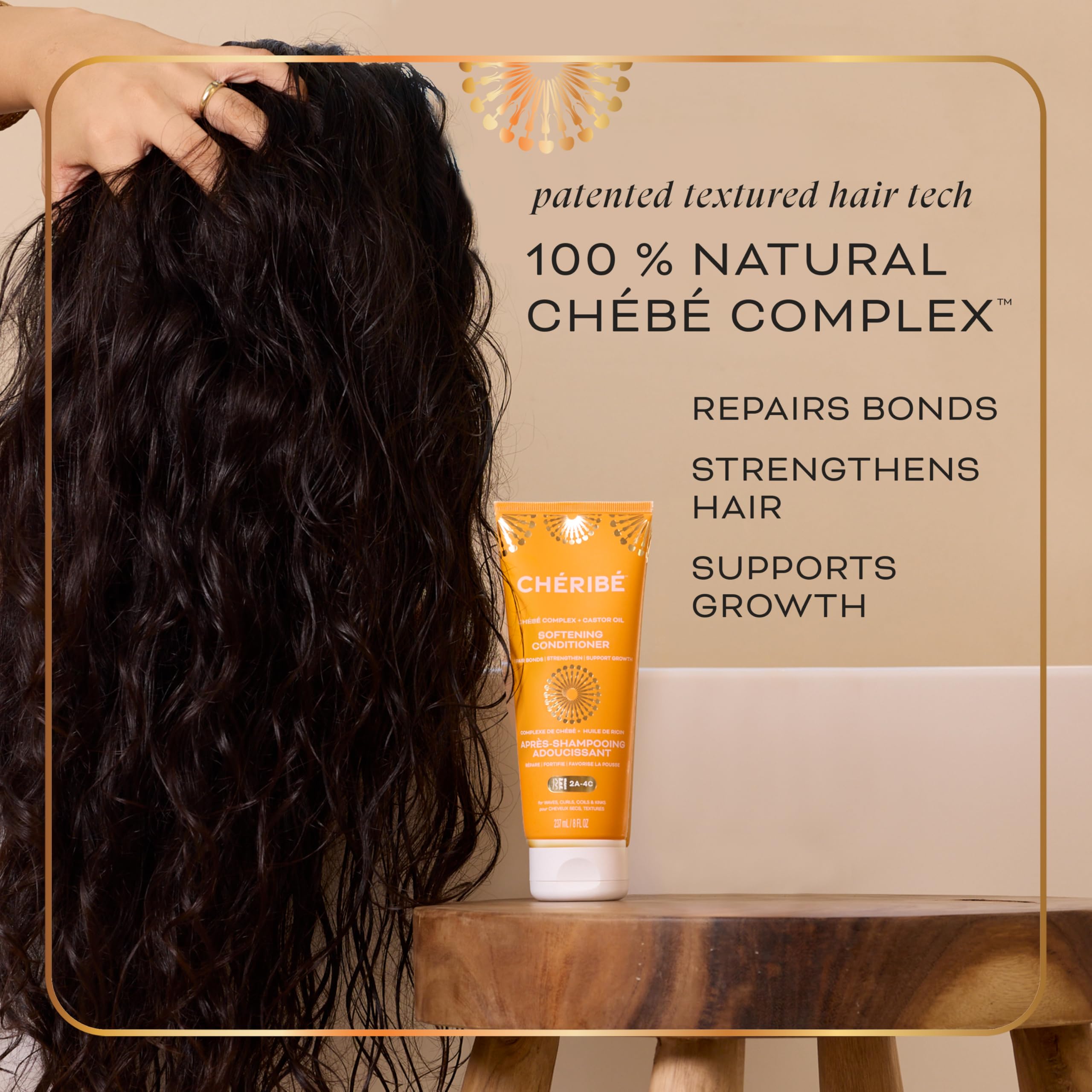 Cheribe Softening Conditioner with Chebe Complex + Castor Oil Strengthens Hair, Promotes Hair Growth & Length Retention For All Hair Textures 2A-4C & Porosities, Sulfate Free, 8 fl oz