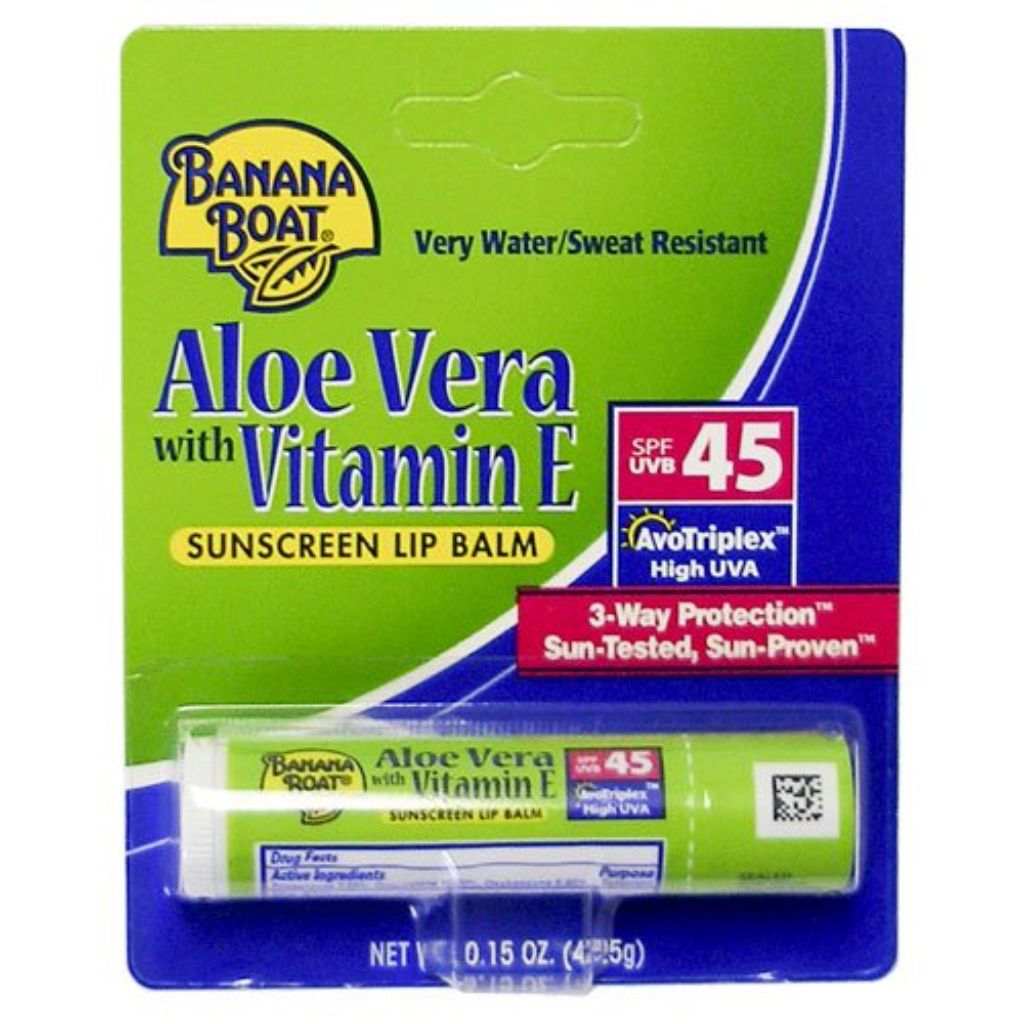 Banana Boat Lip Balm SPF 45  Travel Sunscreen Lip Balm  with Aloe Vera & Vitamin E  1 Ct  0.15 oz