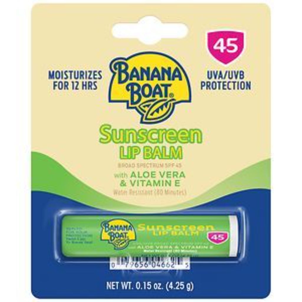 Banana Boat Lip Balm SPF 45  Travel Sunscreen Lip Balm  with Aloe Vera & Vitamin E  1 Ct  0.15 oz