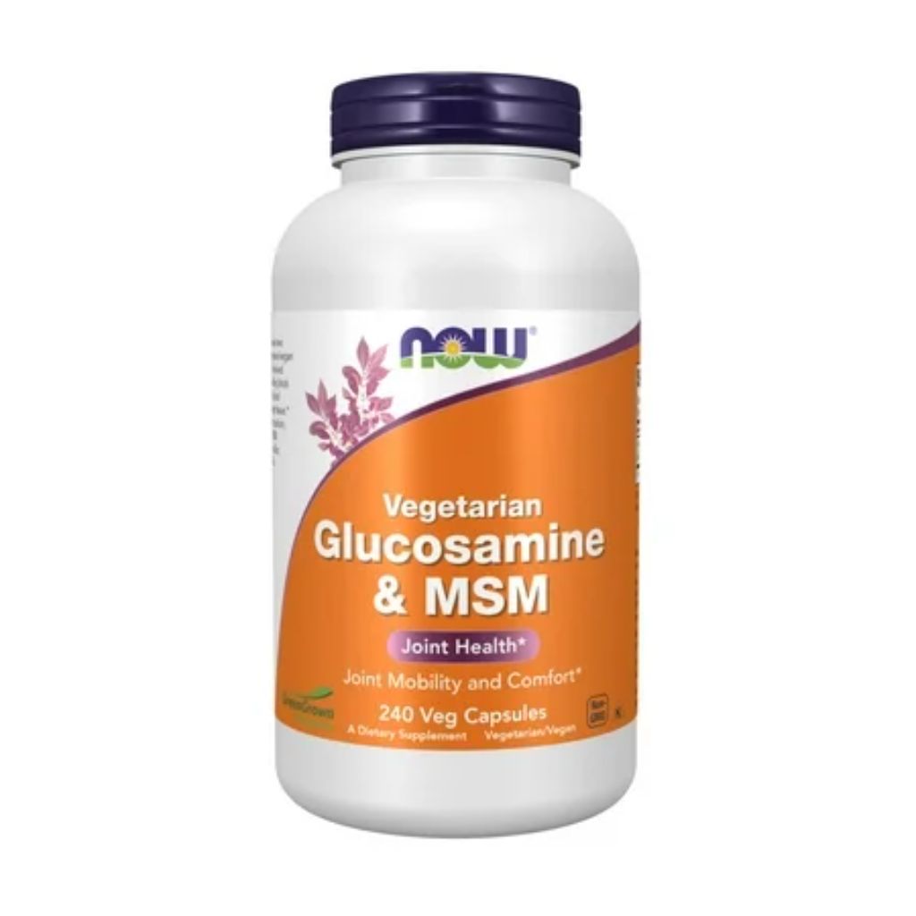 NOW Supplements  Glucosamine & MSM (GreenGrown® Glucosamine)  Vegetarian  240 Veg Capsules