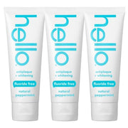 Hello Antiplaque + Whitening Fluoride-Free Toothpaste - Natural Peppermint, 4.7oz (3 Pack)