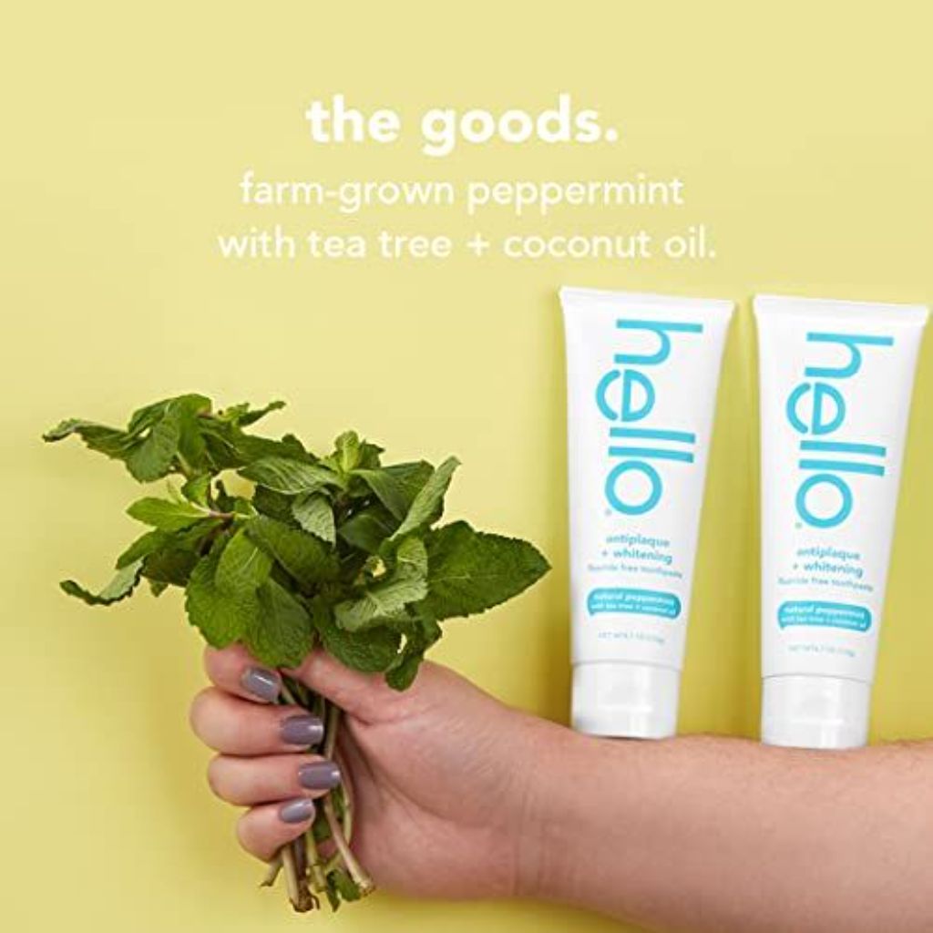 Hello Antiplaque + Whitening Fluoride-Free Toothpaste - Natural Peppermint, 4.7oz (3 Pack)