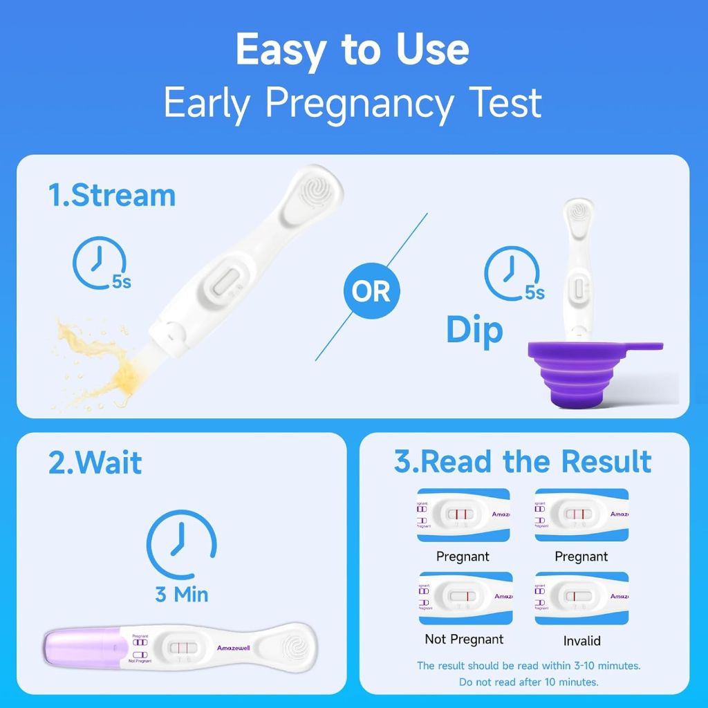 Amazewell Early Detection and Digital Pregnancy Test Kit - 10 Tests (2 Digital + 8 Early + 1 Urine Cup)