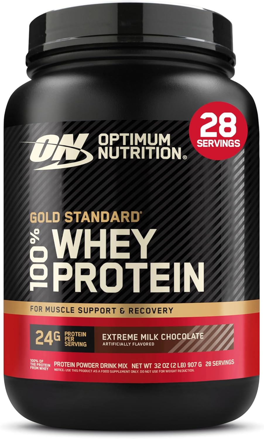 Optimum Nutrition Gold Standard 100% Whey Protein Powder - Extreme Milk Chocolate, 2 lbs.