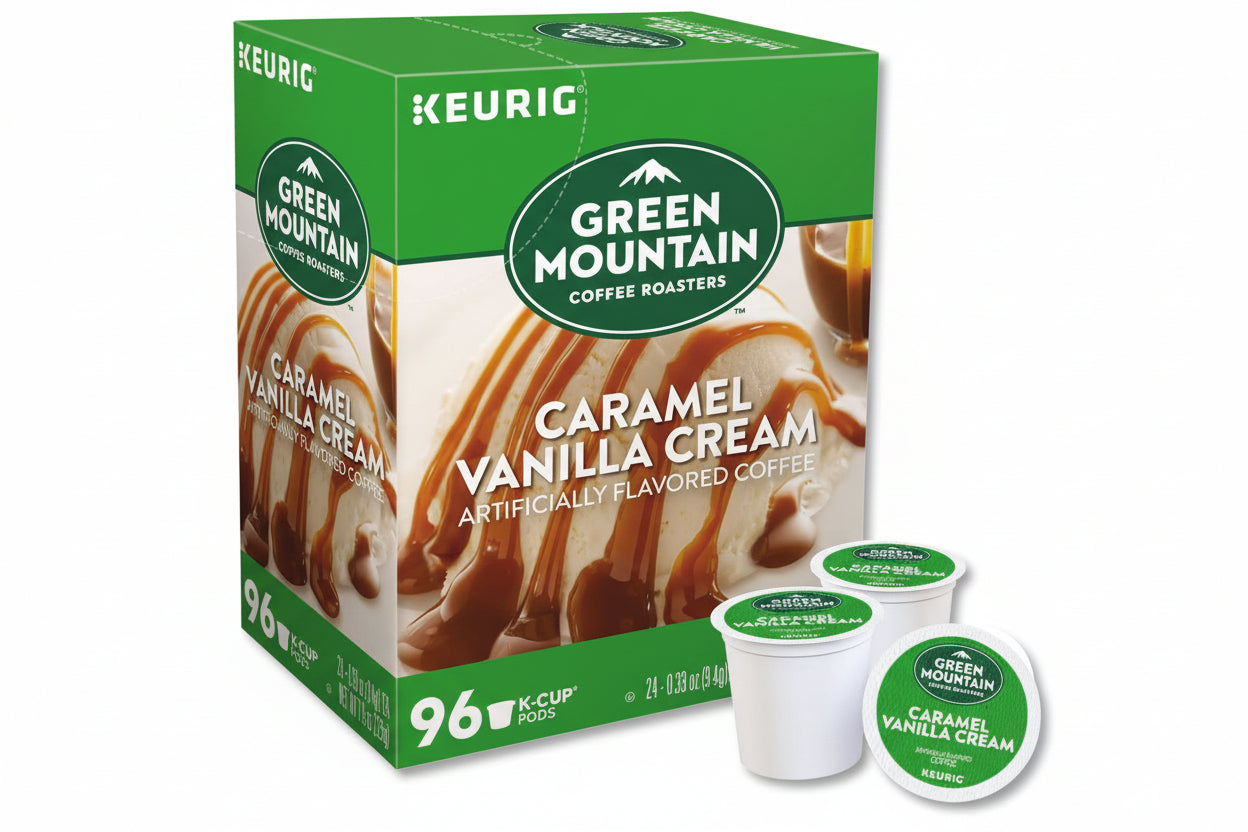 Green Mountain Caramel Vanilla Cream Light Roast Keurig K-Cup Coffee Pods, 96ct