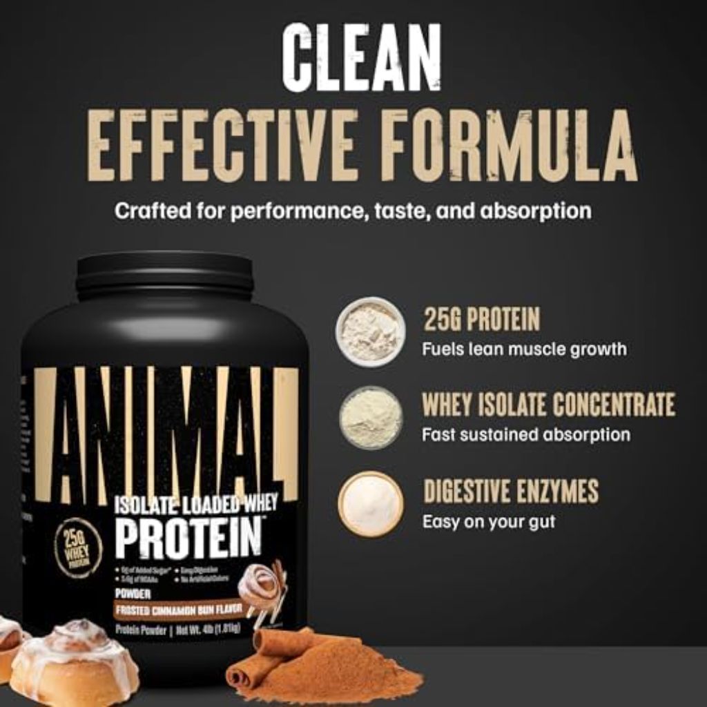 Animal Whey Isolate Protein Powder - Frosted Cinnamon Bun, 4 lbs.