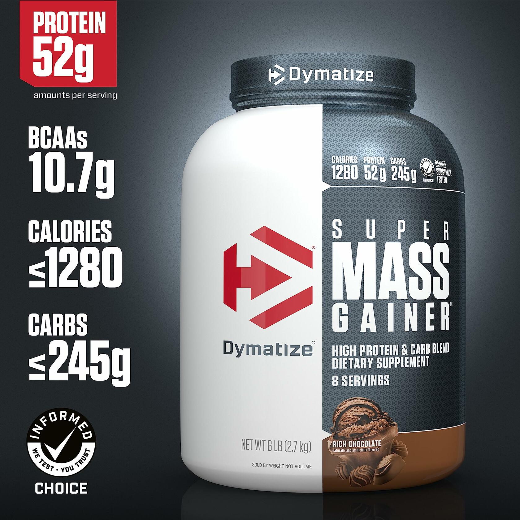 Dymatize Super Mass Gainer Protein Powder - Rich Chocolate, 6 lbs.