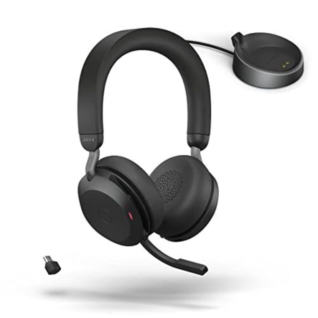 Jabra Evolve2 75 USB-C UC Stereo Headset with Charging Stand - Black