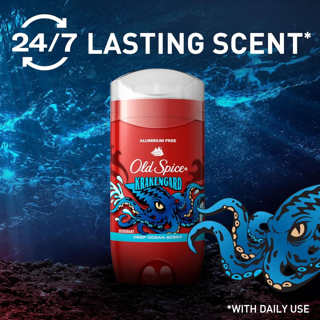 Old Spice Men's Aluminum Free Deodorant - Krakengard with Deep Ocean Scent, 3.0 oz (3 Pack)
