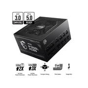 MSI MAG A750GL PCIeS 5 750W ATX 3.1 Full Modular 80 Plus Gold Gaming Power Supply - Black