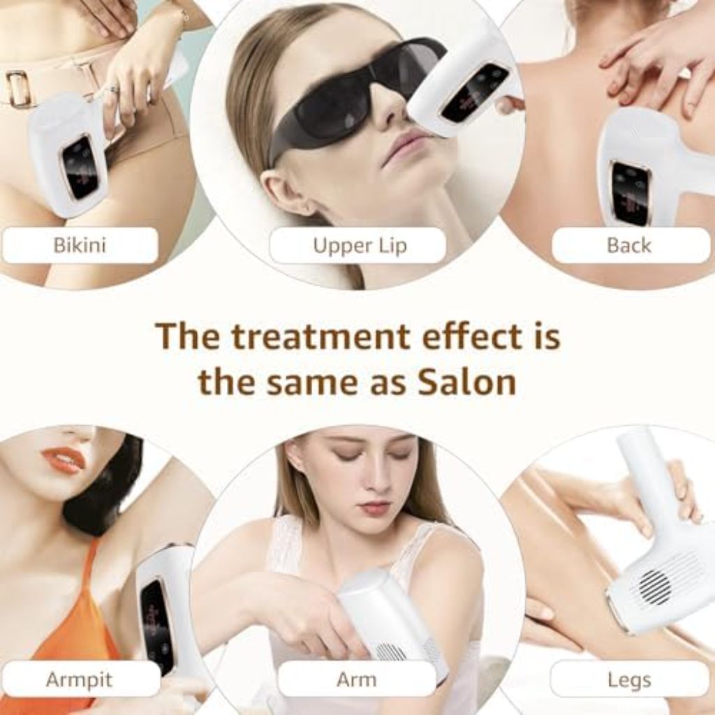 Ipl Laser Hair Removal ，Hair Removal Device with Painless Care Function for Women ，IPL Hair Remover for Facial Armpits Legs Arms Bikini Line (Purple) (White)