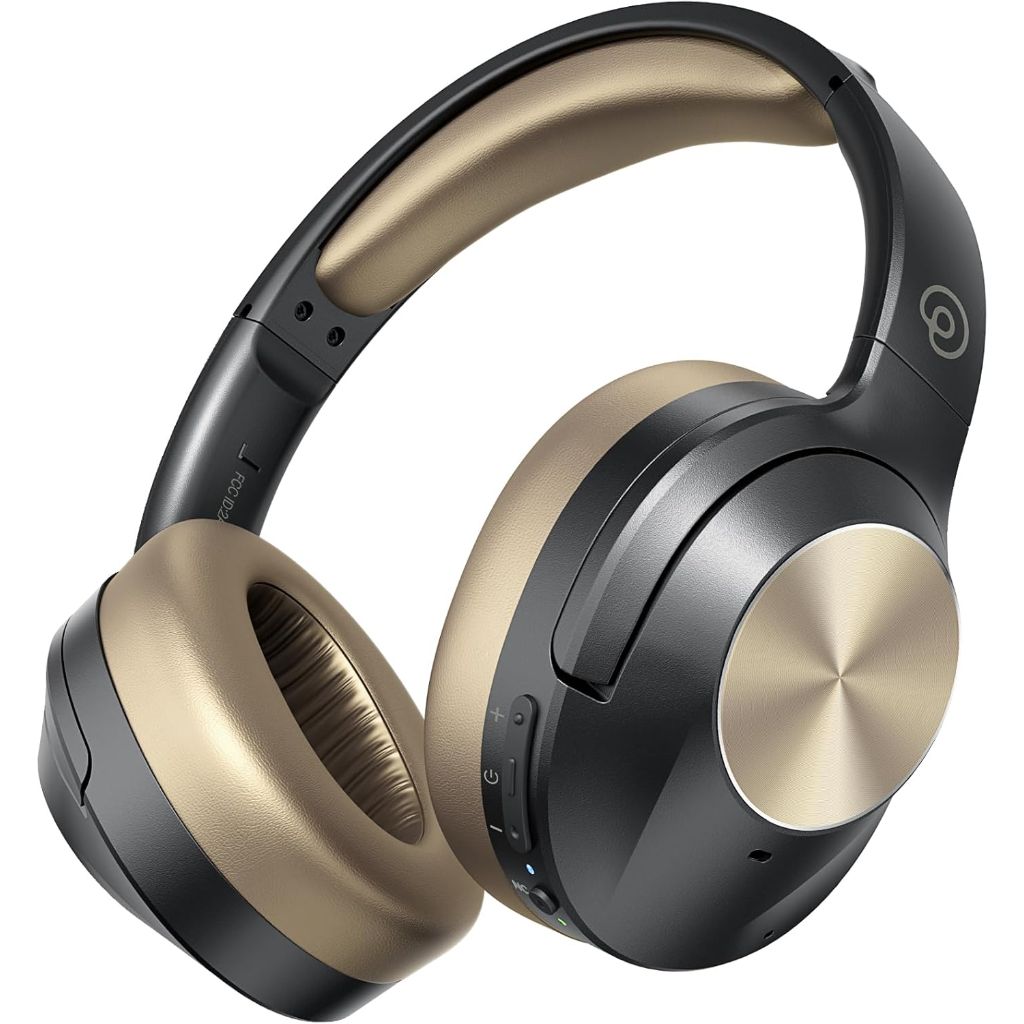 vibeadio Pro‑Level Bluetooth Hybrid Active Noise Cancelling Headphones with HD Sound, Over The Ear - Black/Gold *Damaged Box*