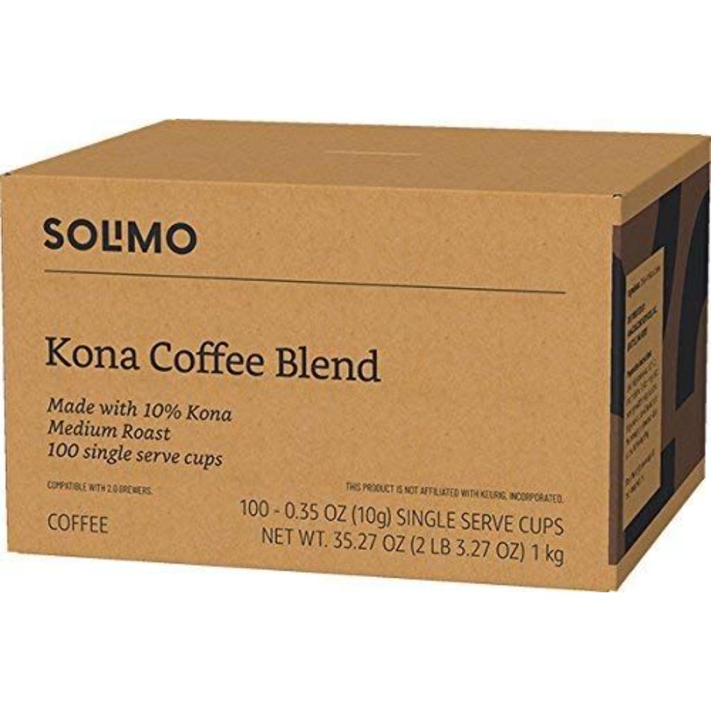 Solimo Kona Blend Medium Roast Keurig K-Cup Coffee Pods, 100ct
