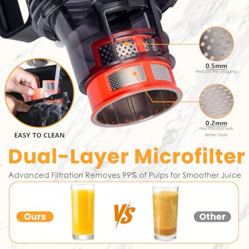 Cold Press Juicer, 5.5inch Wide Feed Chute Juicer Machine, Slow Masticating Juicer for Whole Vegetables & Fruits, Black (DAMAGED BOX)