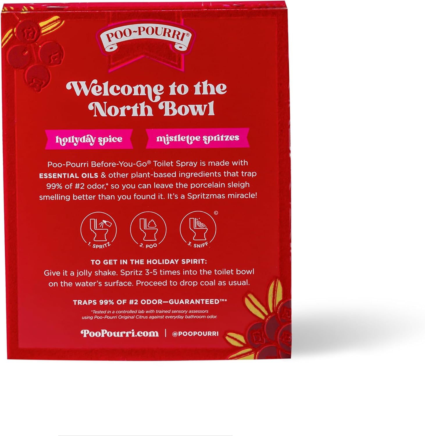Poo-Pourri Deck the Stalls Value Pack Toilet Spray - Hollyday Spice + Mistletoe Spritzes, 1.4 fl. oz.
