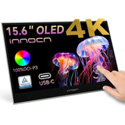 INNOCN 15.6" Portable Monitor OLED Touch Second Screen for Photo Editing with 4K, 100% DCI-P3, 100000:1, 10Bits, USB C External Monitor for Laptop,PC, Phone,Consoles, Brown, PU15 Pre C6