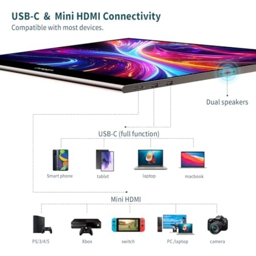 INNOCN 15.6" Portable Monitor OLED Touch Second Screen for Photo Editing with 4K, 100% DCI-P3, 100000:1, 10Bits, USB C External Monitor for Laptop,PC, Phone,Consoles, Brown, PU15 Pre C6