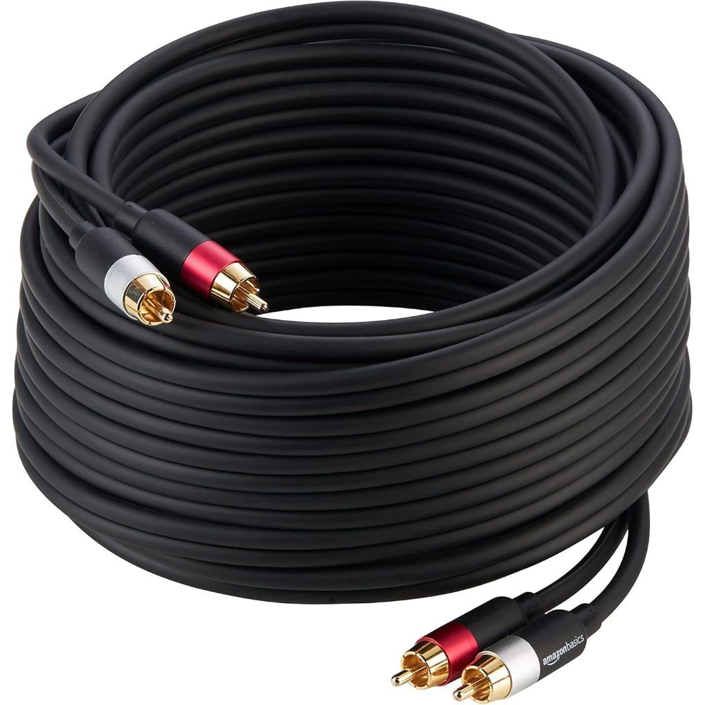 Amazon Basics 2-Male to 2-Male RCA Audio Cable - 33 ft, Black