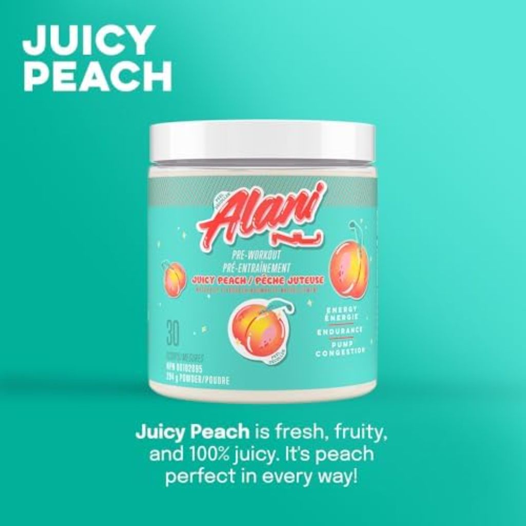 Alani Nu Pre Workout Powder Juicy Peach - Sugar Free, 200mg Caffeine, 30 Servings