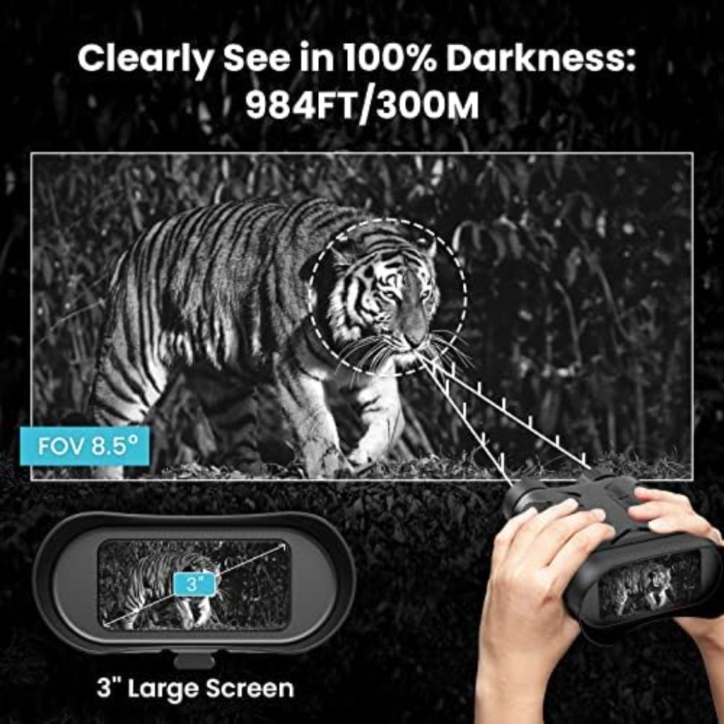 4K Digital Night Vision Binoculars w/Infrared Digital Night Vision, 32GB Memory Card for Photo and Video Storage, 3'' Large Screen