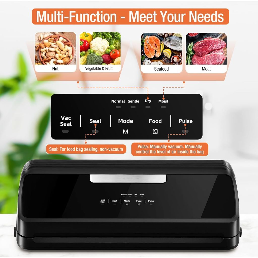 Food Vacuum Sealer Machine, Precision Vacuum Sealer for Food with Built-in Cutter with Vacuum Bags, QH-25