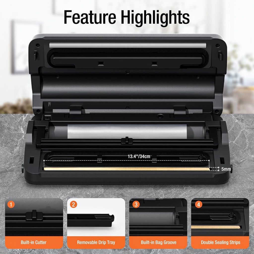 Food Vacuum Sealer Machine, Precision Vacuum Sealer for Food with Built-in Cutter with Vacuum Bags, QH-25