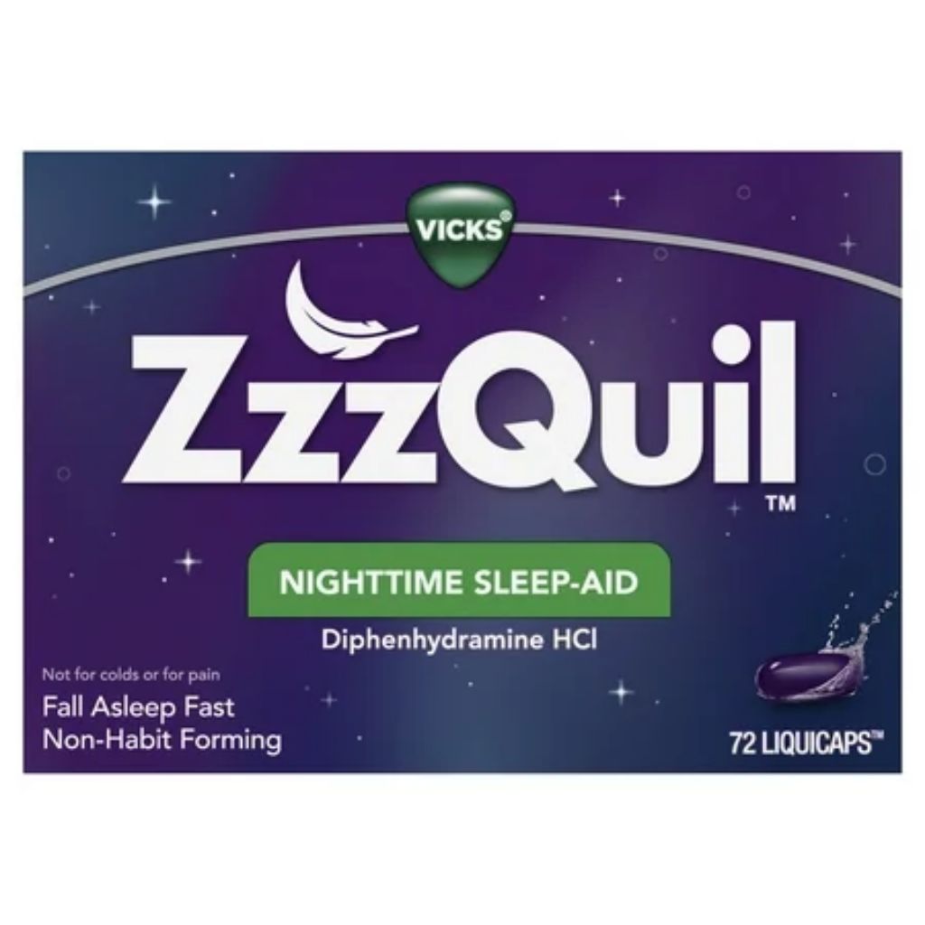 Vicks ZzzQuil Nighttime Sleep Aid LiquiCaps  Non-Habit Forming Sleep Support Supplements  72 Ct