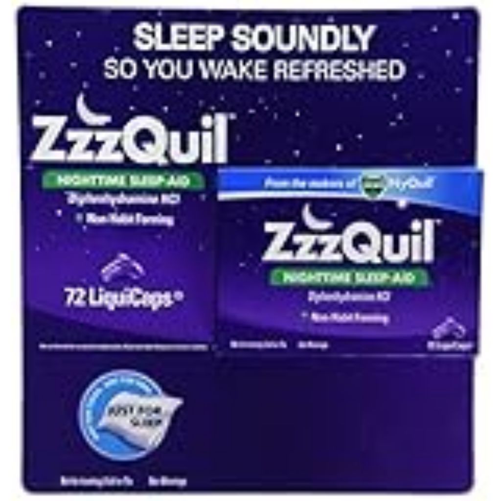 Vicks ZzzQuil Nighttime Sleep Aid LiquiCaps  Non-Habit Forming Sleep Support Supplements  72 Ct