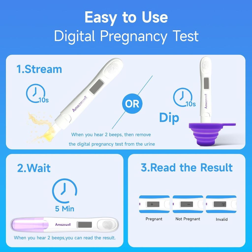 Amazewell Early Detection and Digital Pregnancy Test Kit - 4 Tests (2 Digital + 2 Early + 1 Urine Cup)