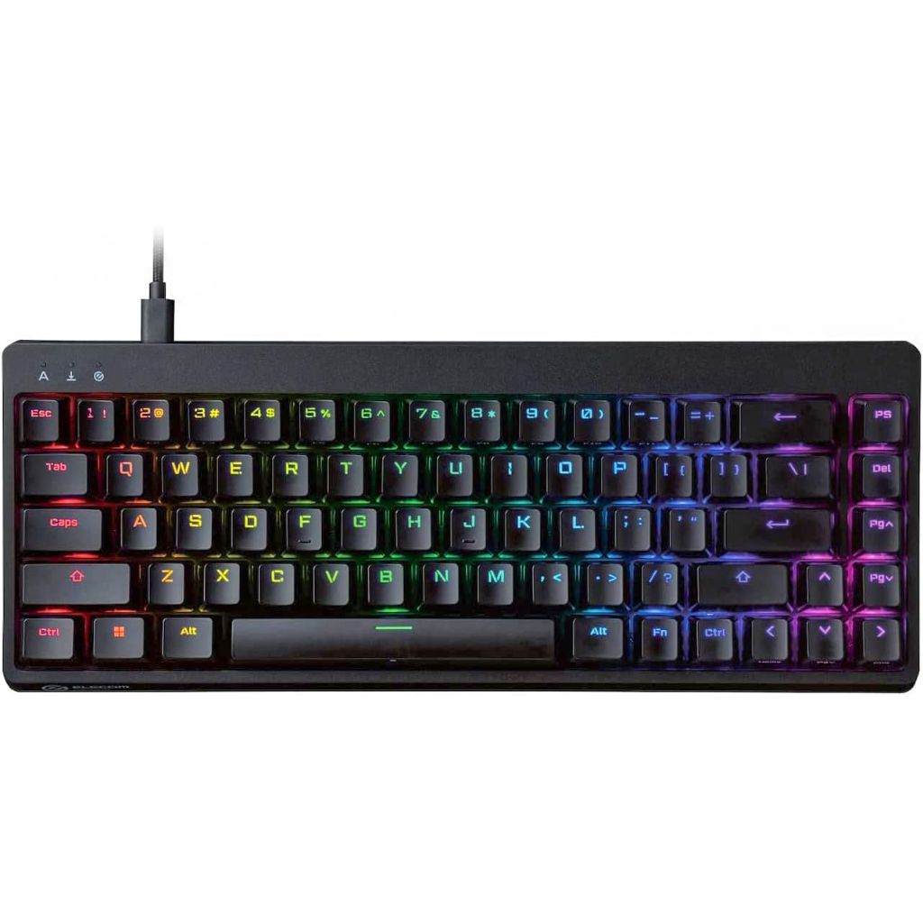 ELECOM VK300s Mini 65% RGB Gaming Keyboard, Backlit Wired Mechanical Keyboard, Speed Silver Linear Switches (TK-VK300SBK)