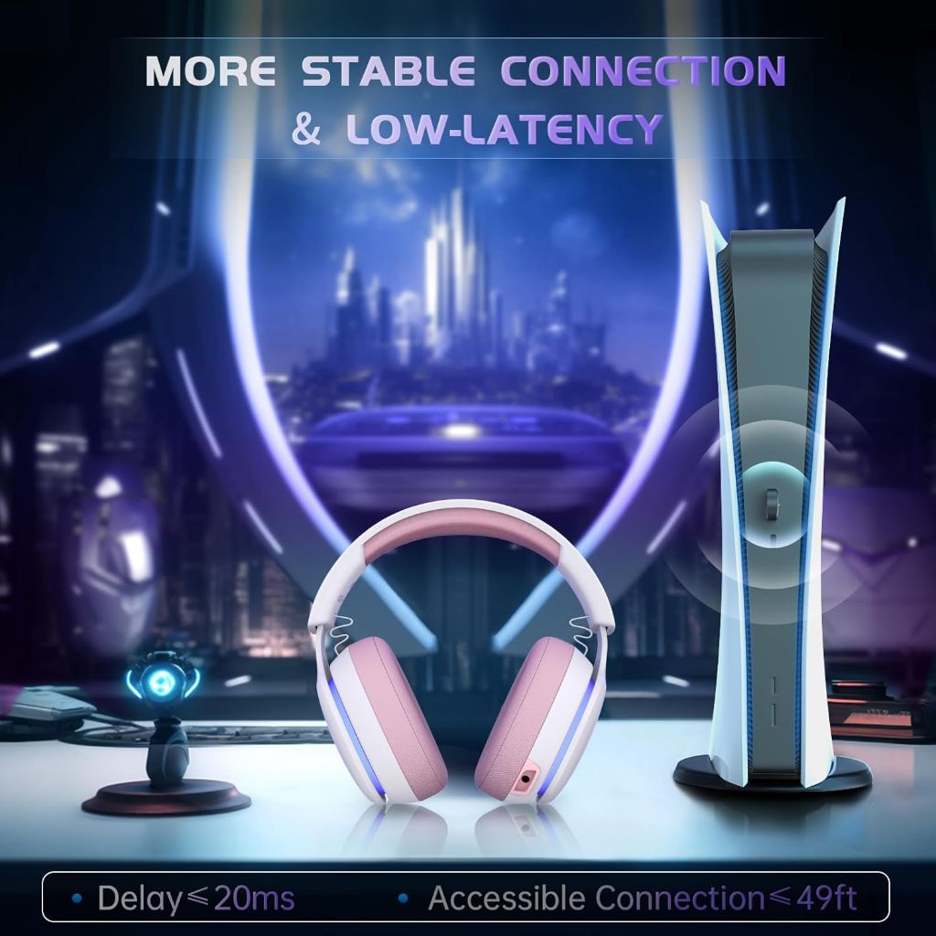 Gtheos Captain 300 Wireless Gaming Headset, 2.4GHz with Noise Cancelin ...