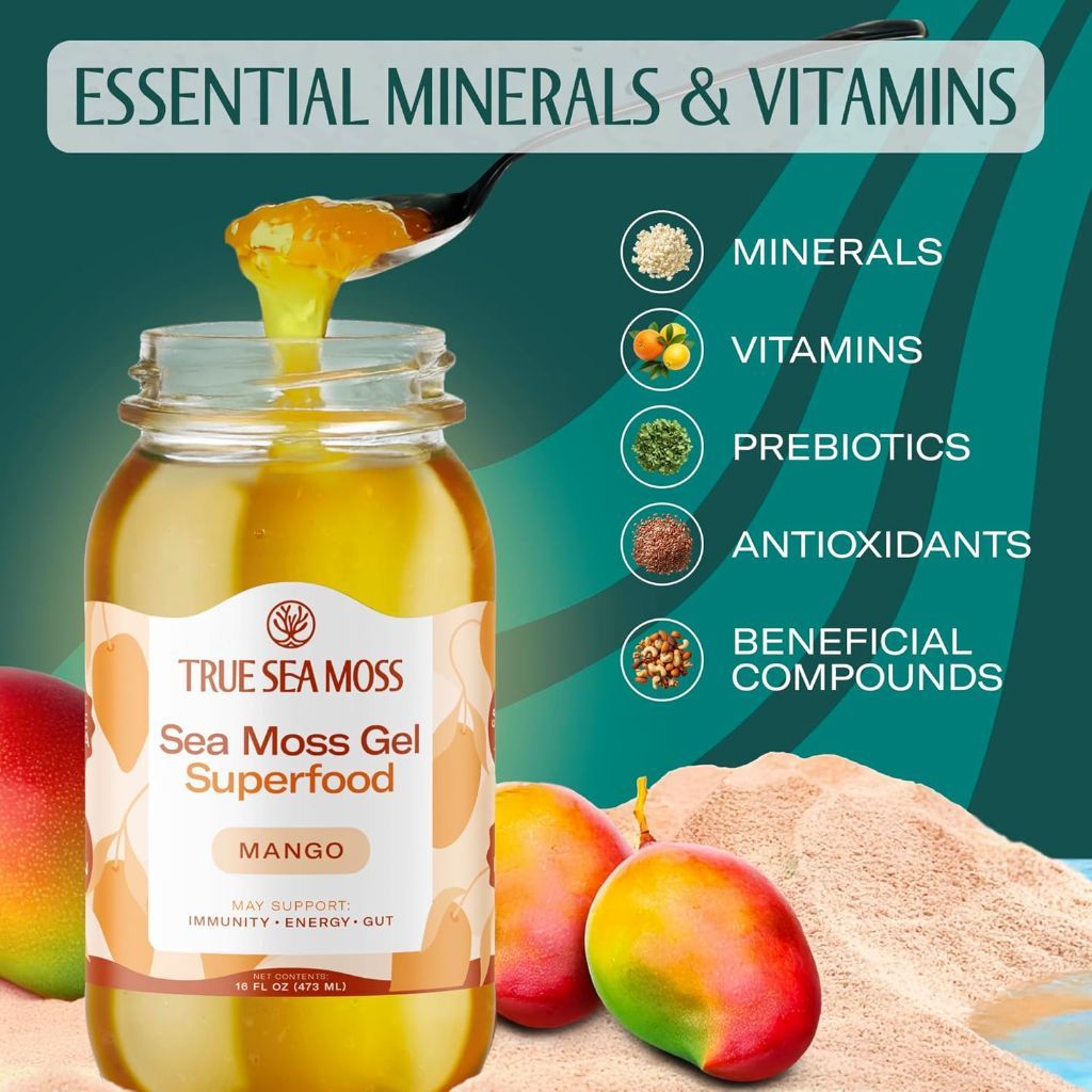 TrueSeaMoss Sea Moss Gel Superfood - Mango, 16 fl. oz. (2 Pack)