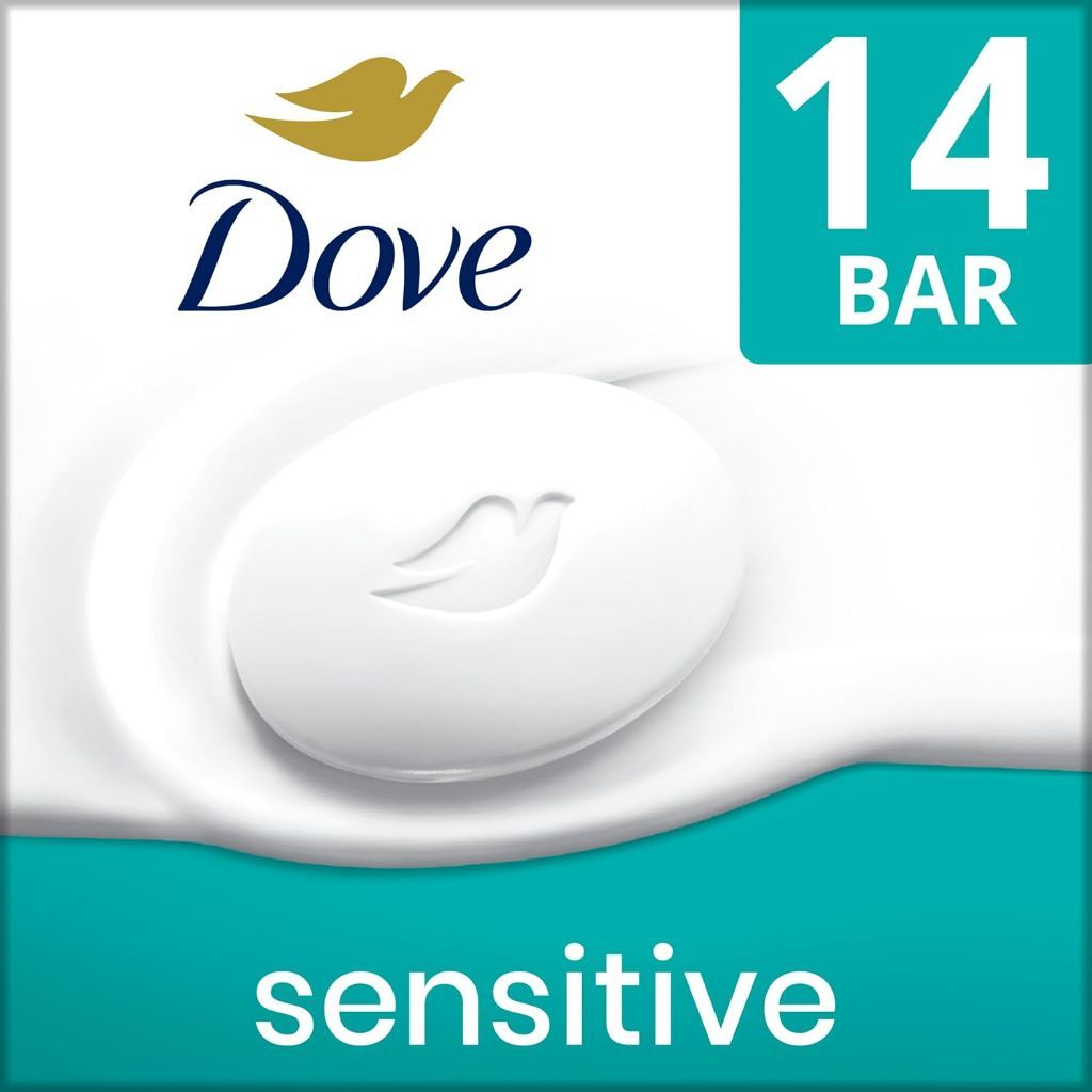 Dove Beauty Bar Soap with Moisturizing Cream for Sensitive Skin, Fragrance-Free - 3.75oz (14 Pack)